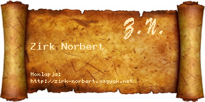 Zirk Norbert névjegykártya